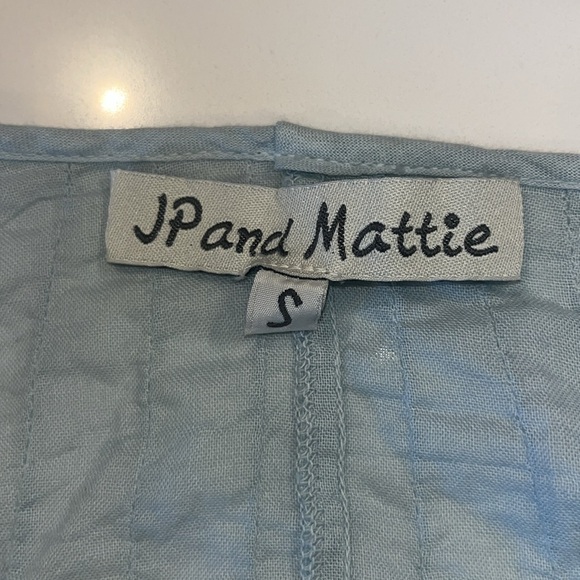 JP and Mattie Anthropologie Cornflower Blue Embroidered Top Lagenlook S - Picture 10 of 13